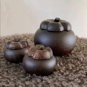 Three wooden containers